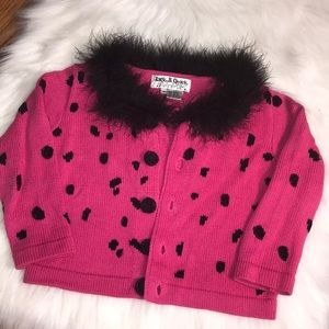Jack B Quick Sz 4 pink black leopard sweater EUC